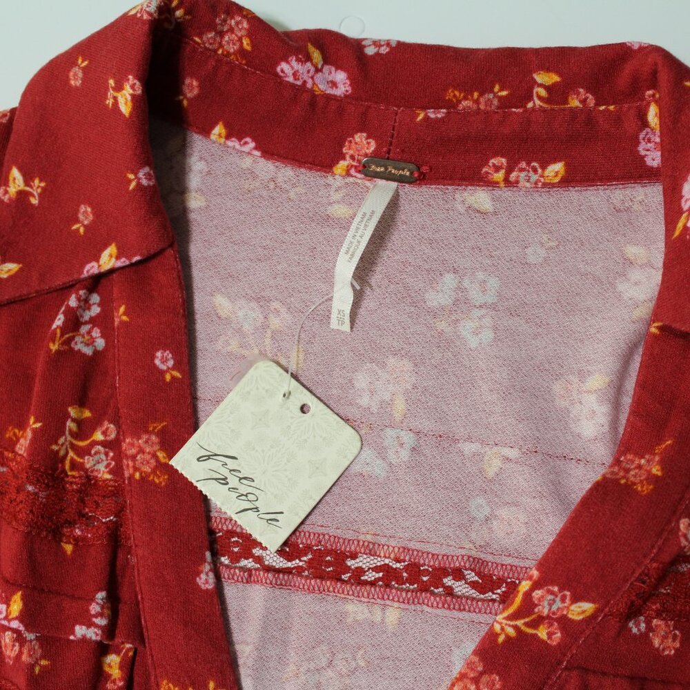 Free People Good Days Mini Dress in Pop Combo Size XS red floral V-neck New - Picture 7 of 11